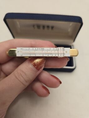 Pocket Slide Rule Tie Clip - White & Gold